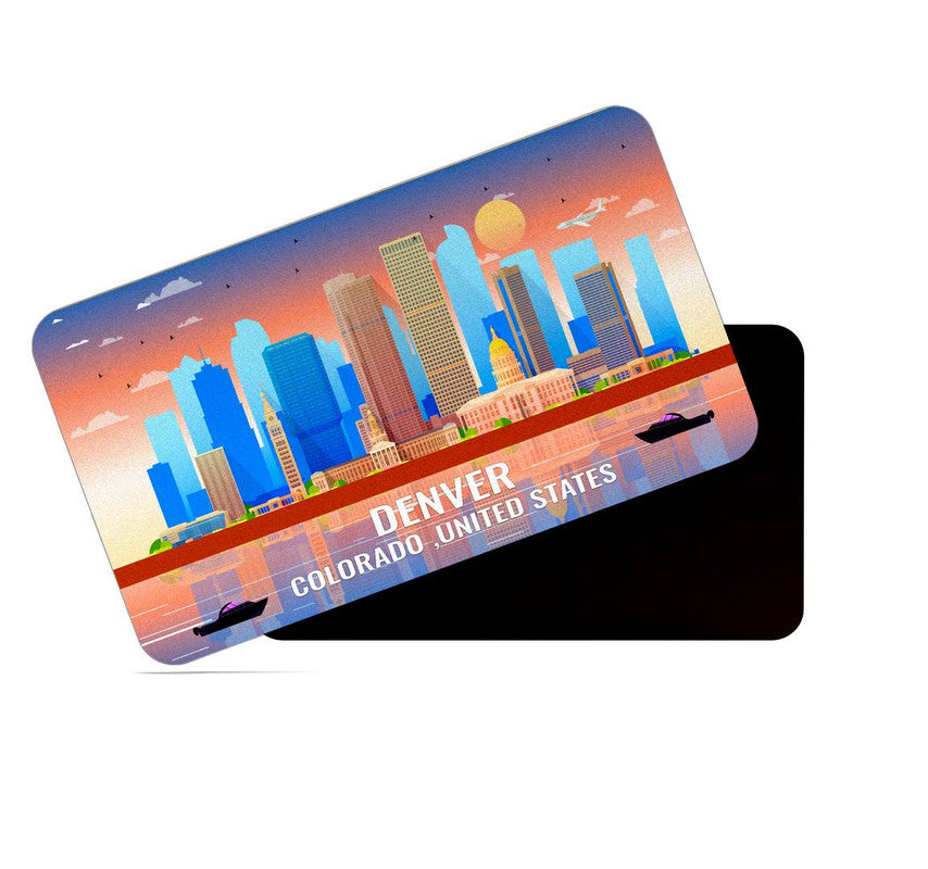 dhcrafts Rectangular Rubber Fridge Magnet / Magnetic Card Multicolor United States, Colorado Denver Design Pack of 1 (8.6cm x 5.4cm)